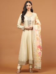 Embroidery Tissue Kurta With Pants & Dupatta