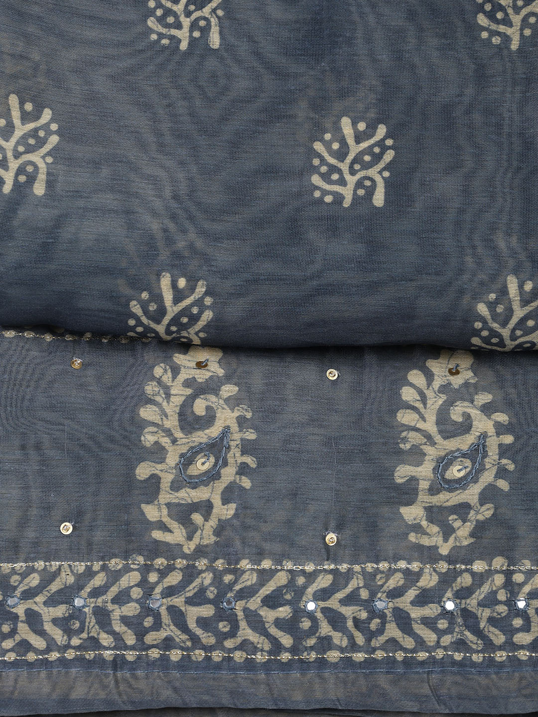 Embroidered Chanderi Unstitched Suit With Dupatta