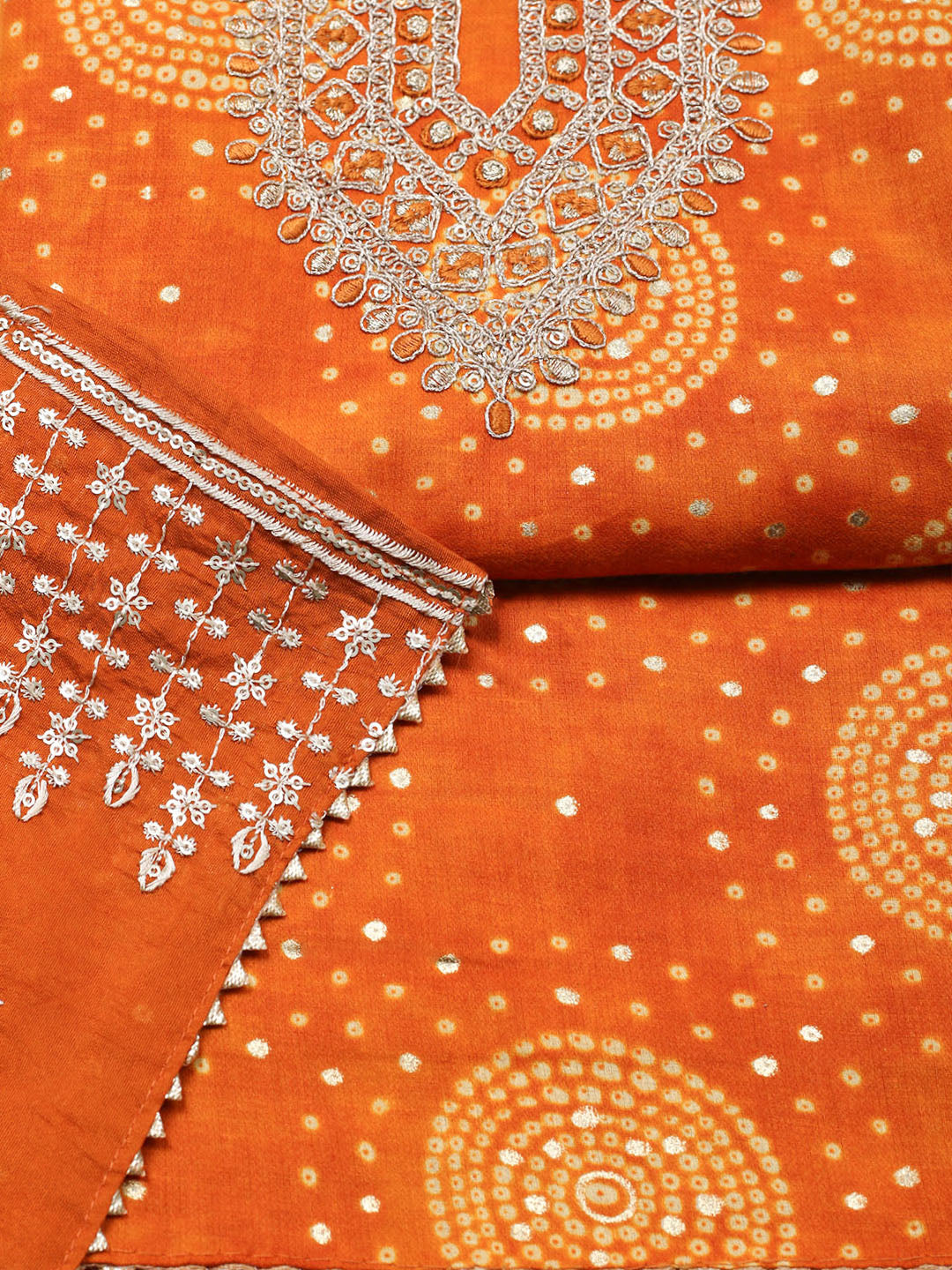 Embroidered Cotton Unstitched Suit With Pant &amp; Dupatta