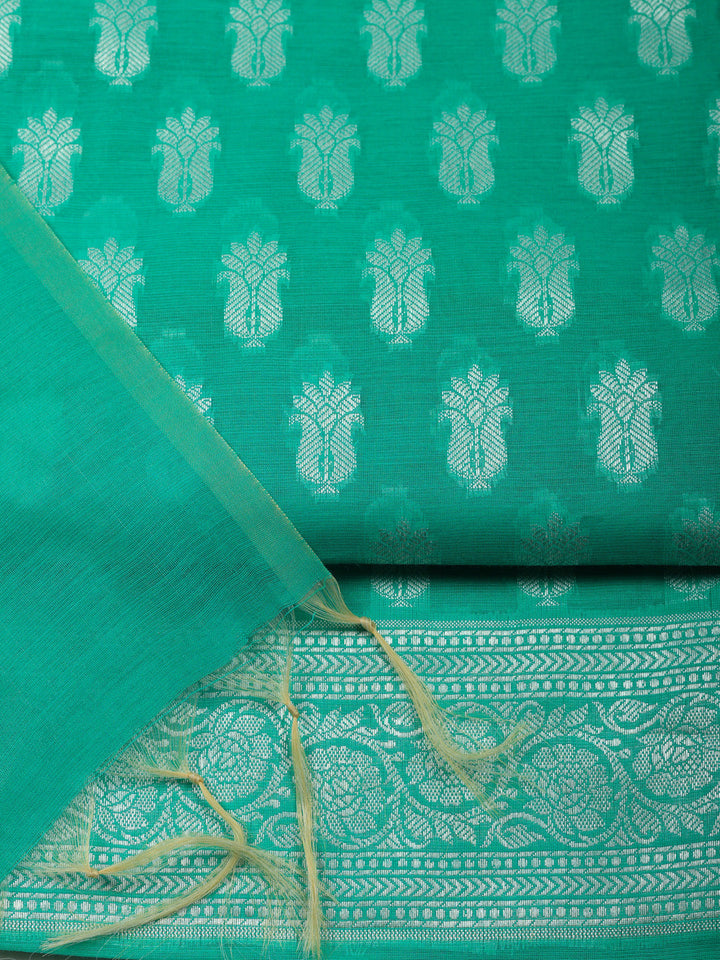 Woven Design Chanderi Unstitched Suit With Pant &amp; Dupatta