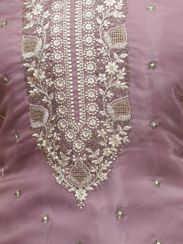 Neck Embroidered Organza Unstitched Suit Piece With Dupatta