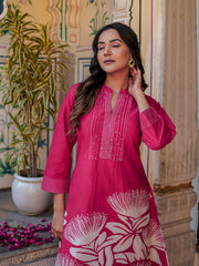 Printed Cotton Blend Kurta With Pants