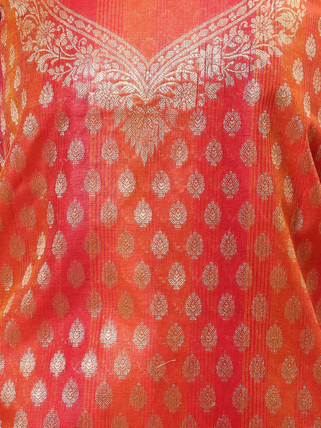 Woven Banarasi Chanderi Unstitched Suit With Dupatta