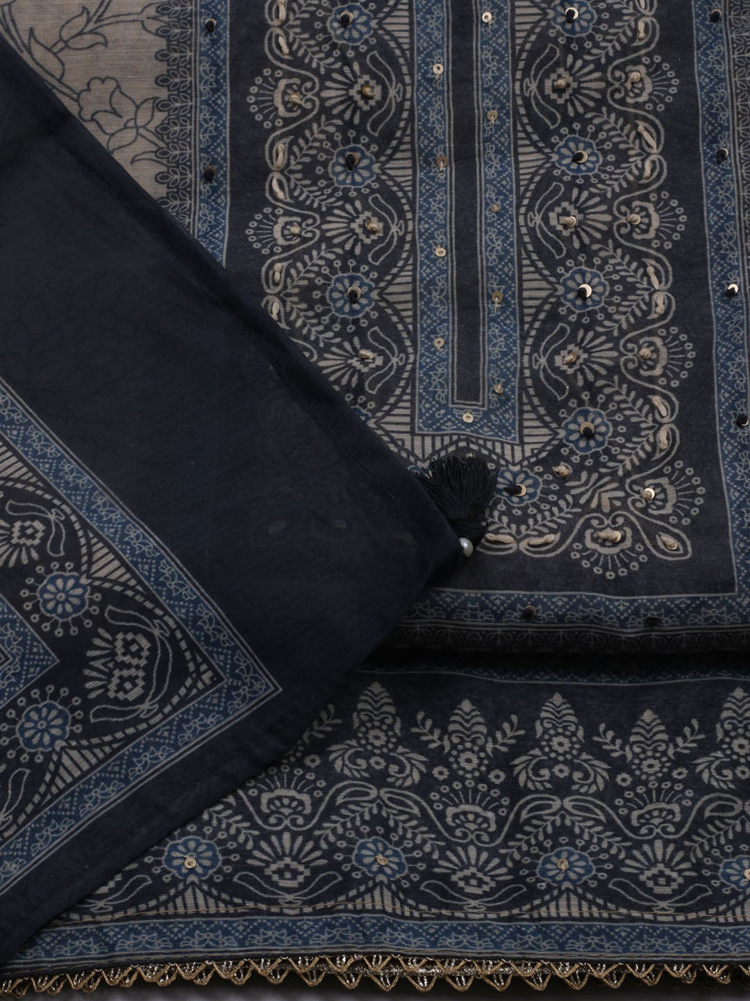 Printed Chanderi Unstitched Suit With Dupatta