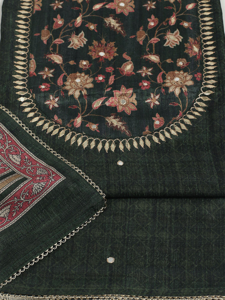 Embroidered Tussar Unstitched Suit With Dupatta
