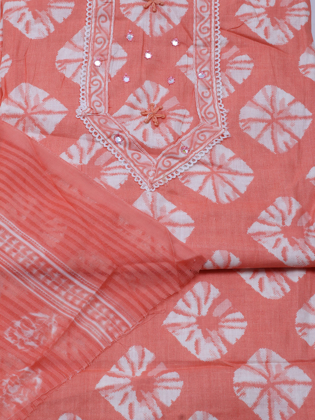 Printed Cotton Blend Unstitched Suit With Dupatta