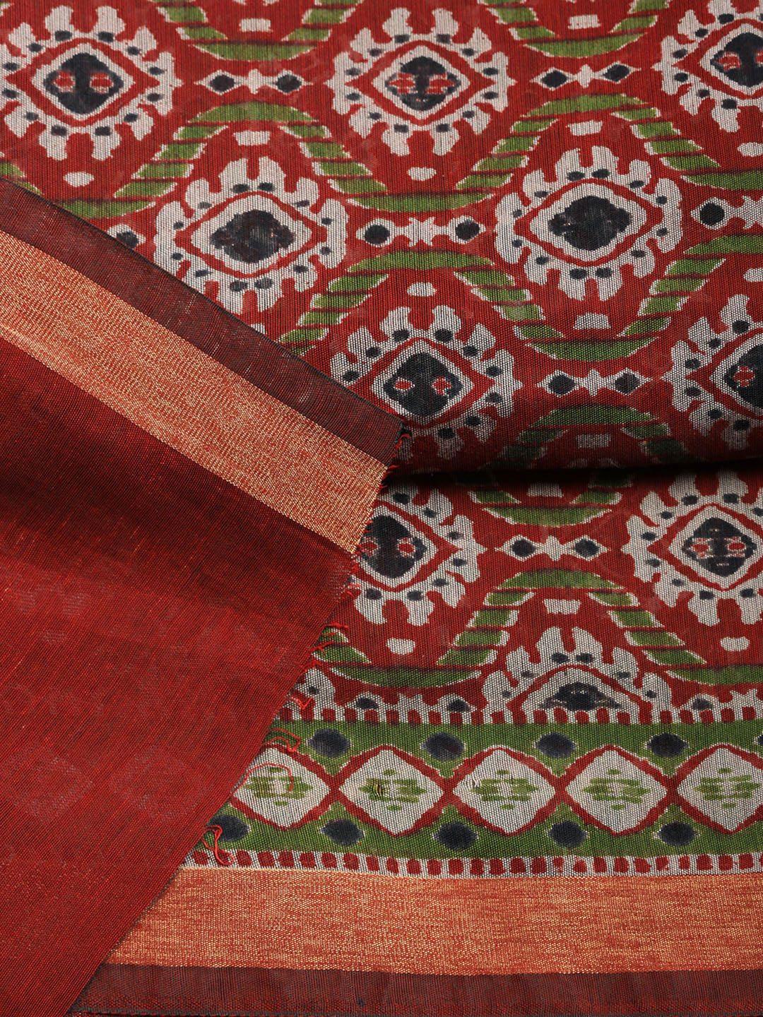 Printed Cotton Blend Unstitched Suit With Pant &amp; Dupatta