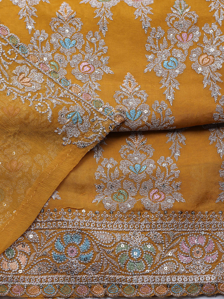 Embroirdred Organza Unstitched Suit With Dupatta