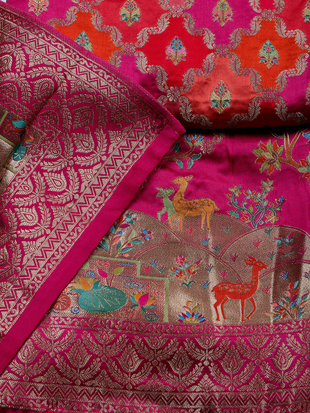 Woven Design Satin Unstitched Suit With Pant &amp; Dupatta