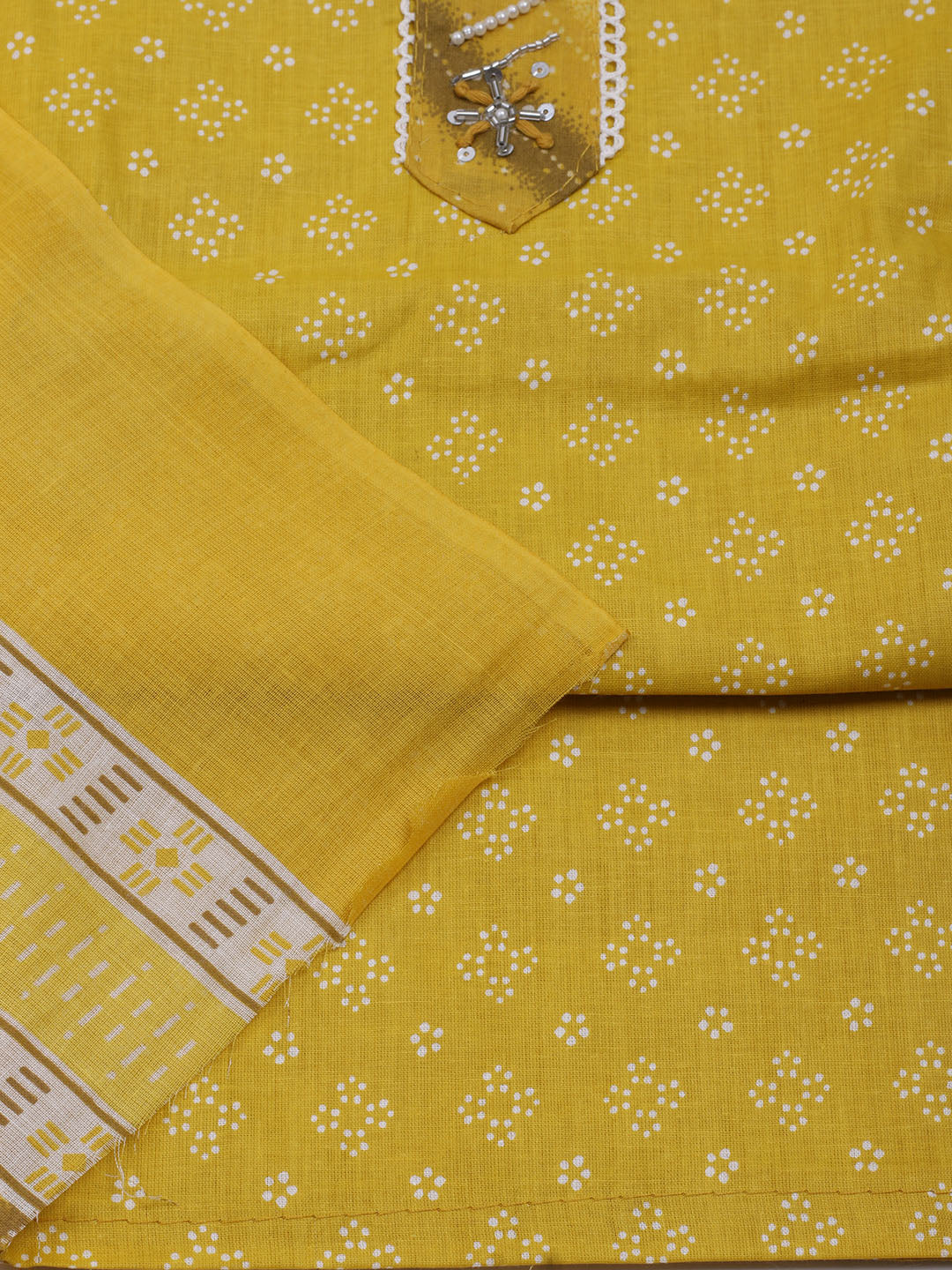 Printed Cotton Blend Unstitched Suit With Dupatta