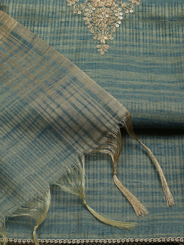 Embroidered Organza Unstitched Suit With Dupatta