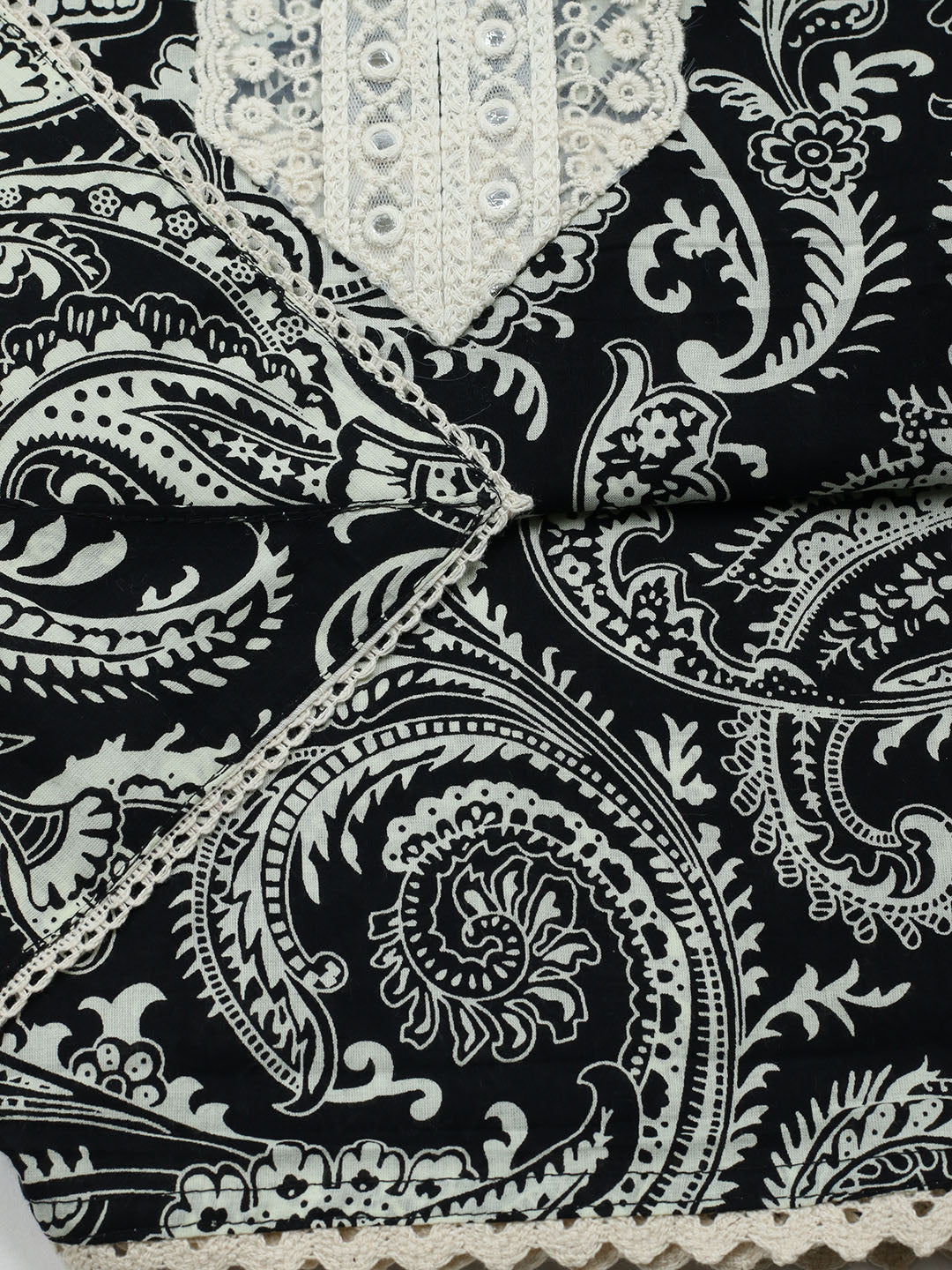 Embroidered Cotton Blend Unstitched Suit With Pant &amp; Dupatta