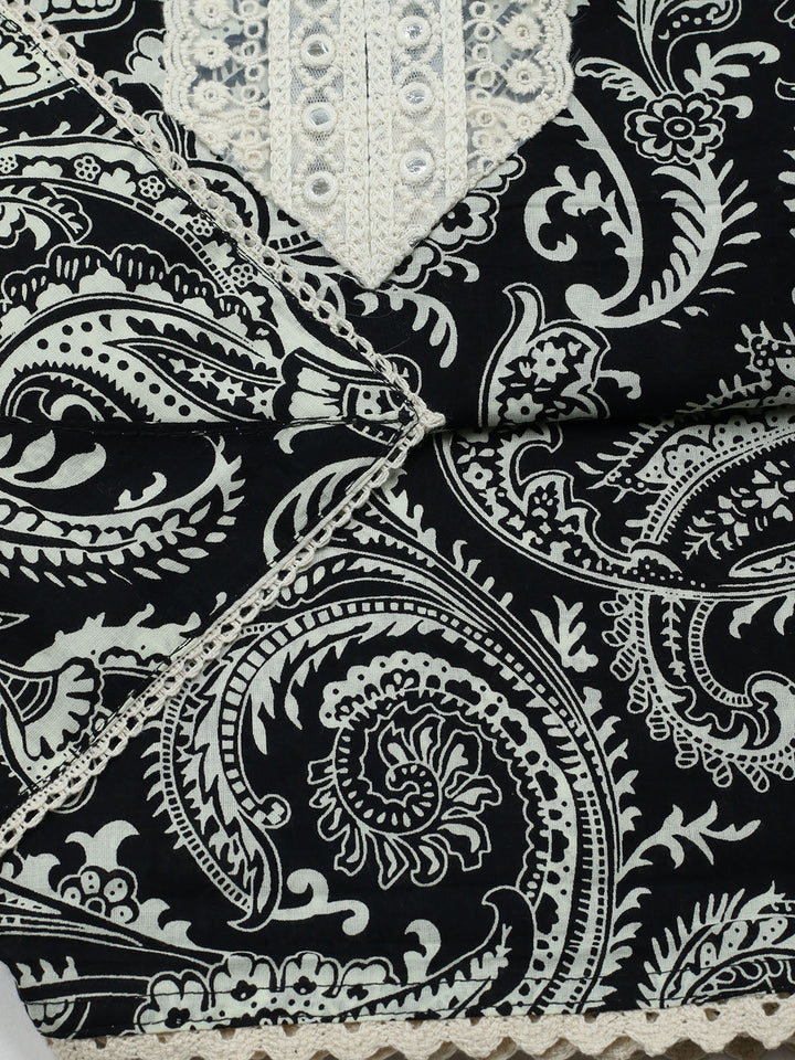 Embroidered Cotton Blend Unstitched Suit With Pant &amp; Dupatta