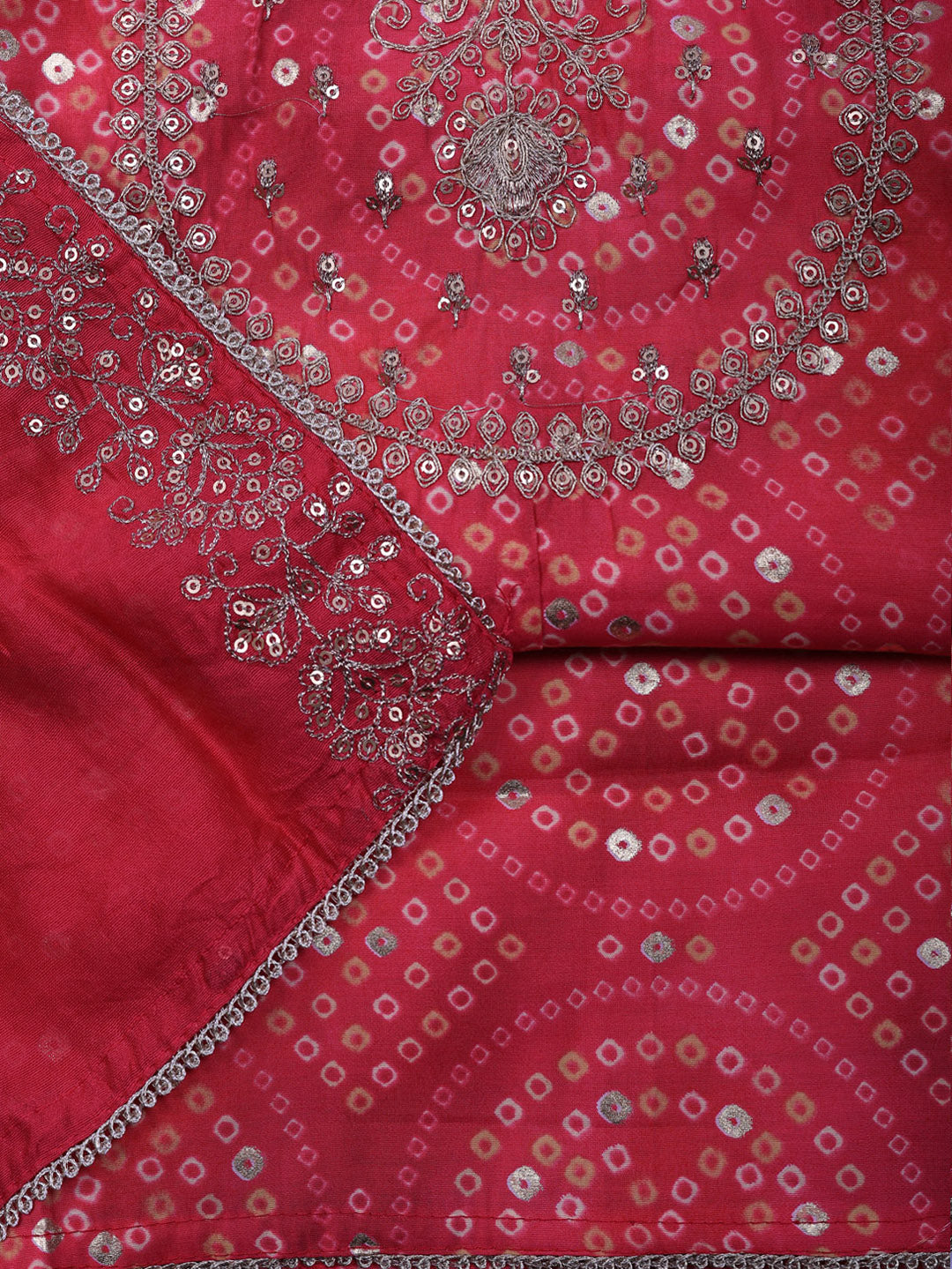 Printed Cotton Blend Unstitched Suit With Pant &amp; Dupatta