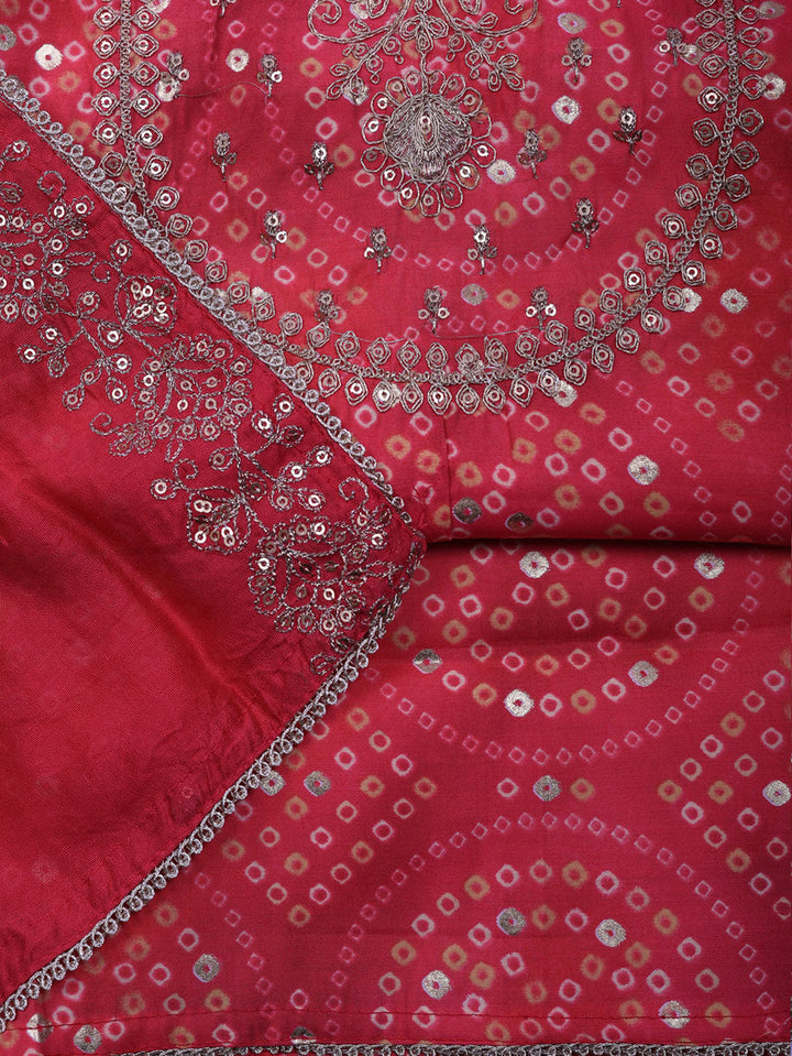 Printed Cotton Blend Unstitched Suit With Pant &amp; Dupatta