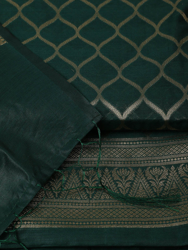 Woven Design Chanderi Unstitched Suit With Pant &amp; Dupatta