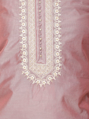 Neck Embroidery Chanderi Unstitched Suit Piece With Dupatta