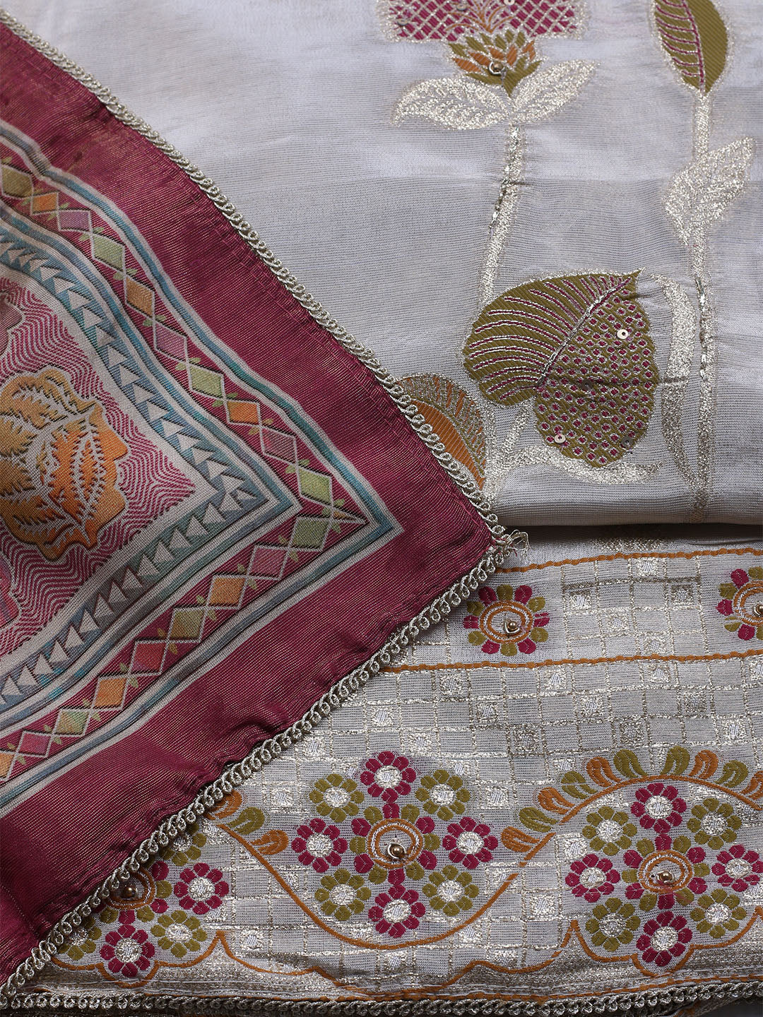 Woven Tissue  Unstitched Suit With Dupatta