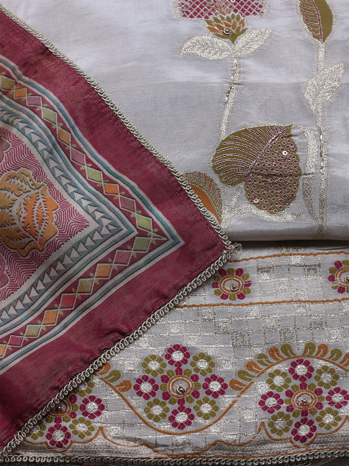 Woven Tissue  Unstitched Suit With Dupatta
