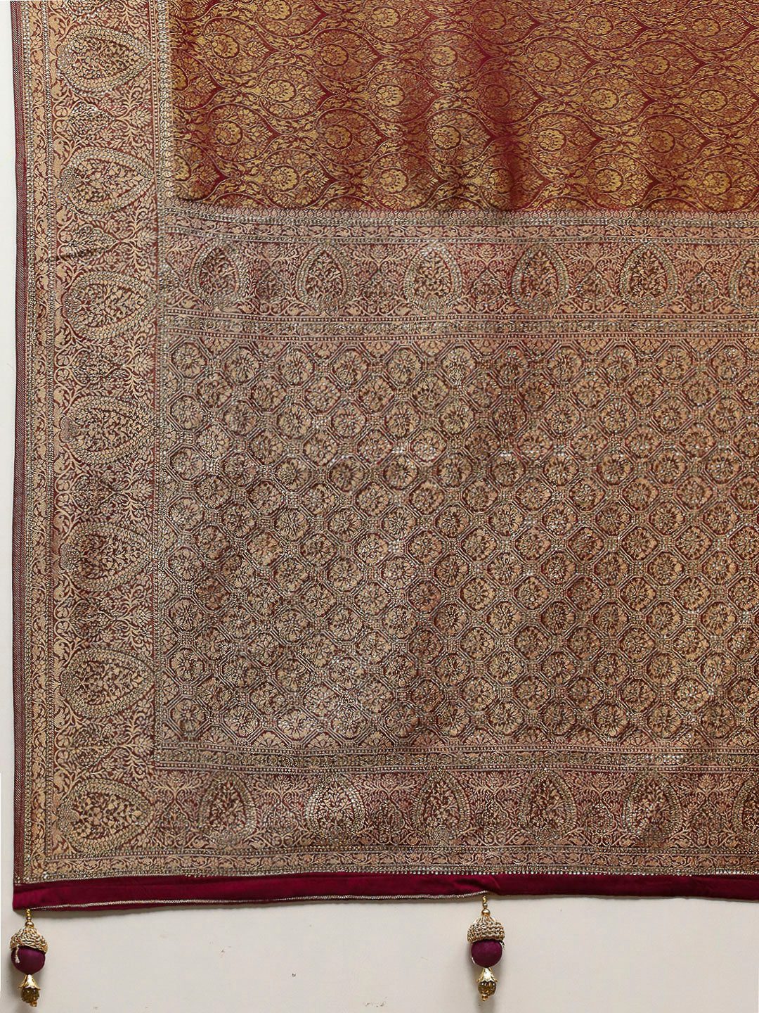 Stone Work Satin Embroidery Saree
