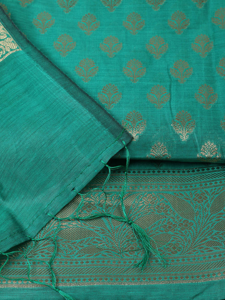 Woven Design Chanderi Unstitched Suit With Pant &amp; Dupatta
