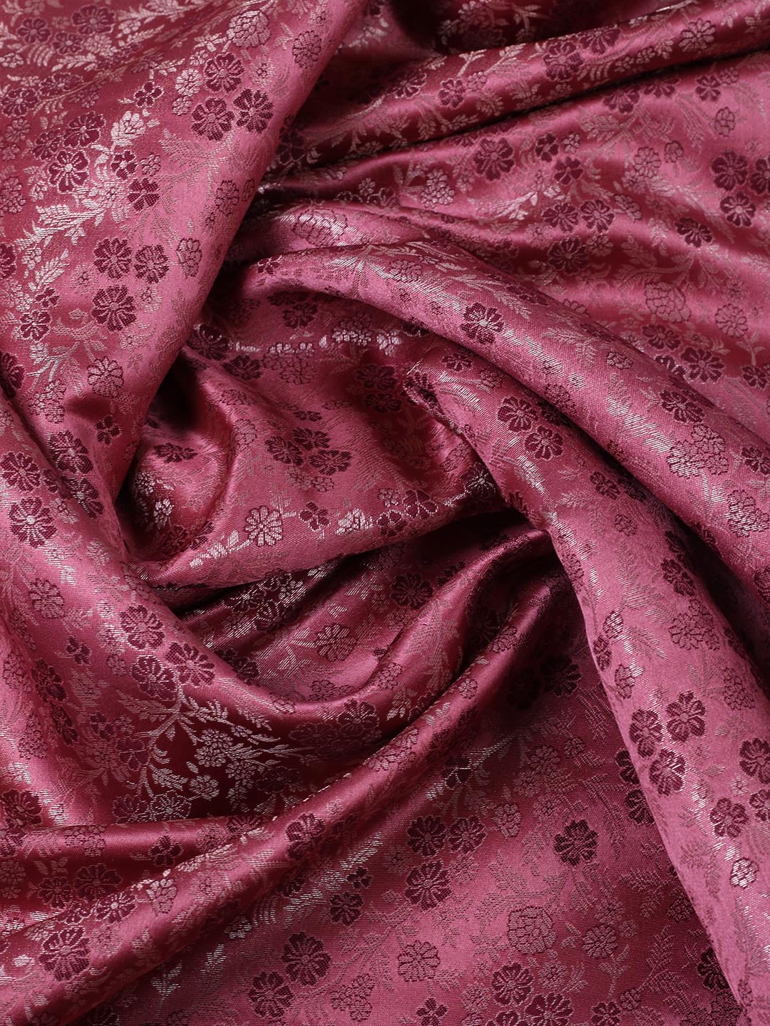Floral Woven Design &amp; Embellished Border Satin Saree