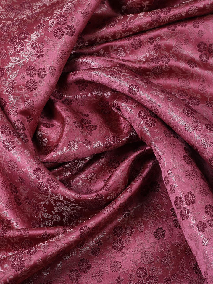 Floral Woven Design &amp; Embellished Border Satin Saree