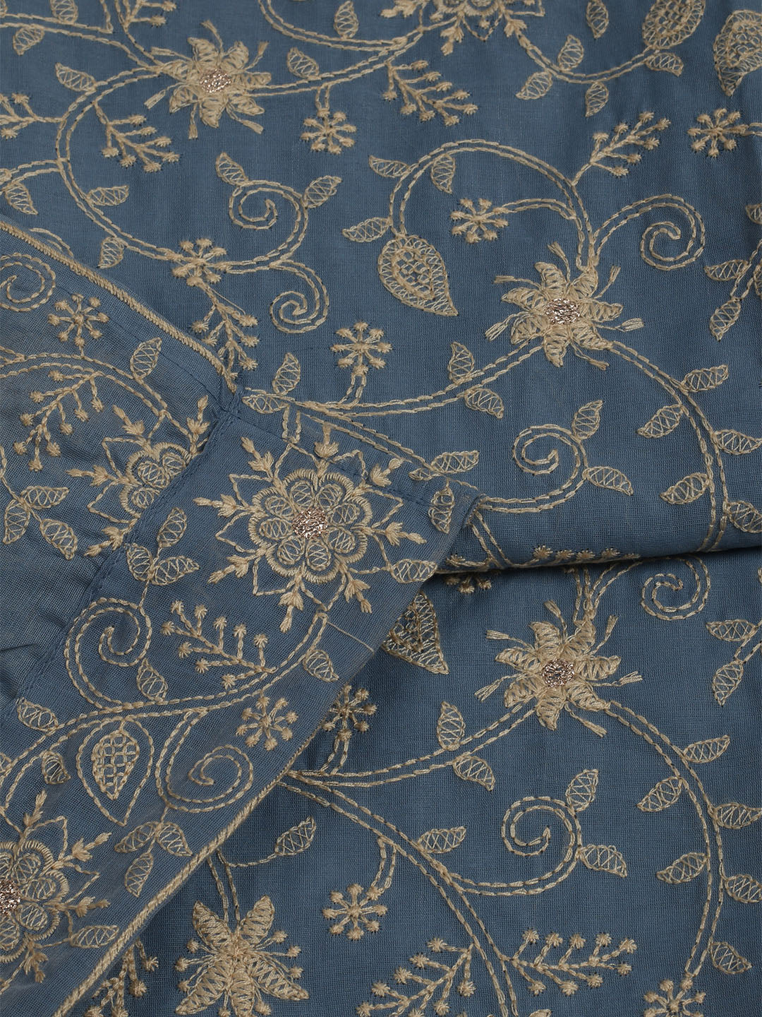 Embroidered Chanderi Unstitched Suits Casual Suit With Pant &amp; Dupatta