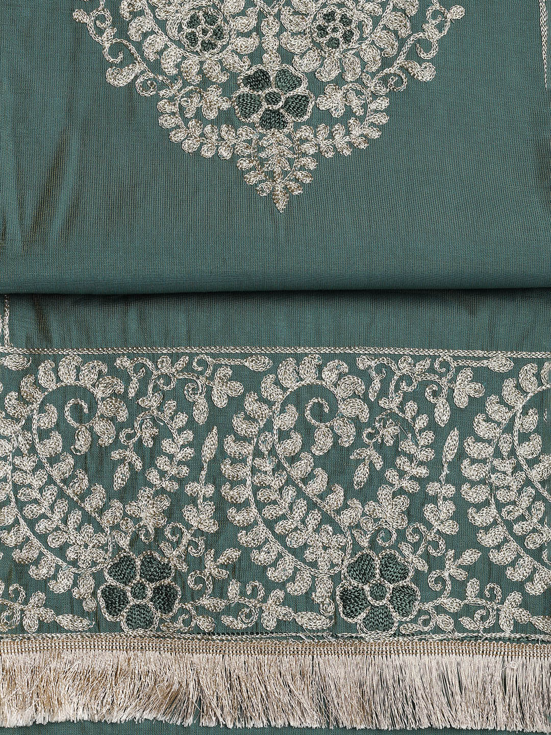 Embroidered Chanderi Unstitched Suit With Dupatta