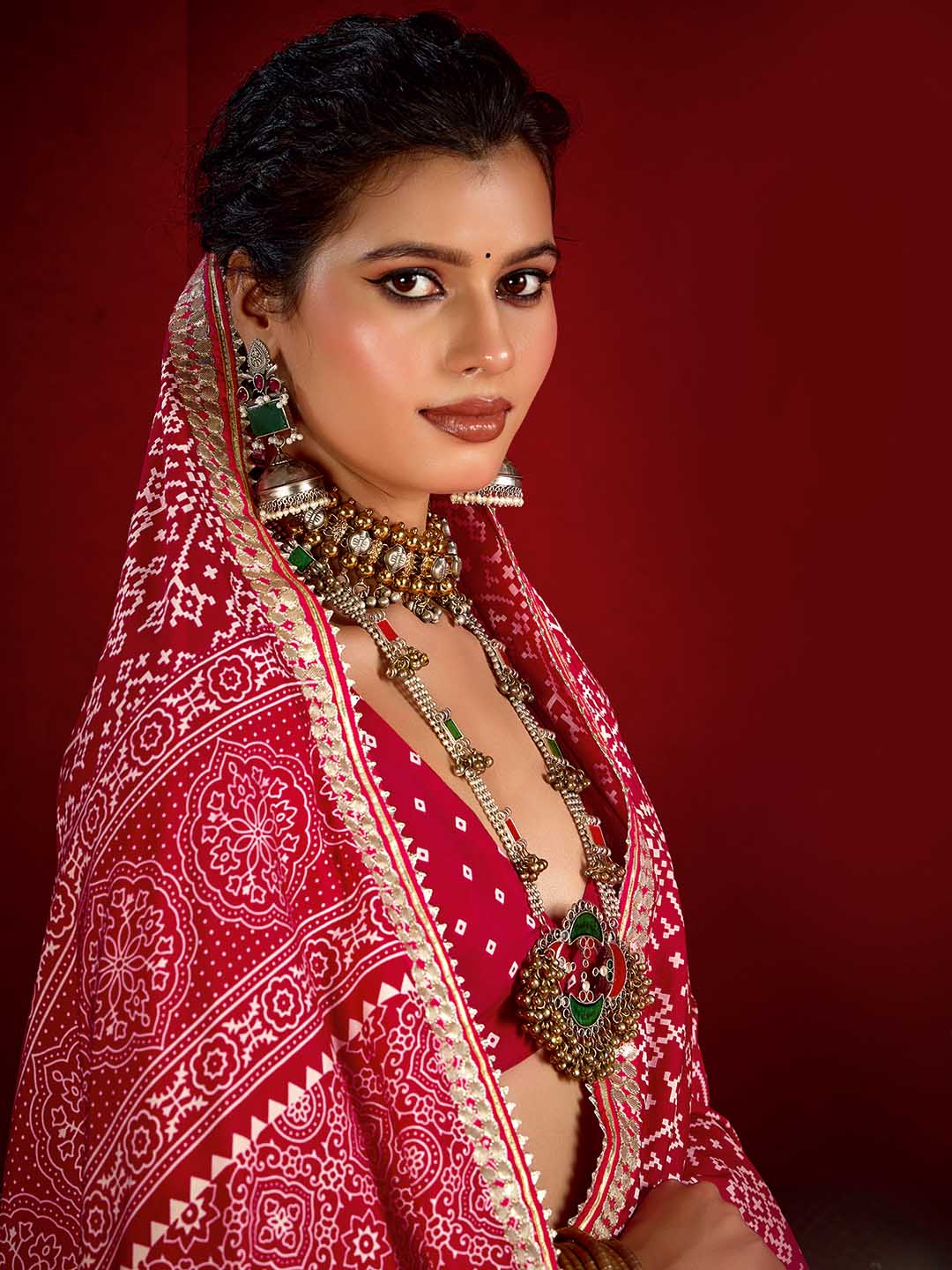 Printed &amp; Gota Work Art Silk Saree