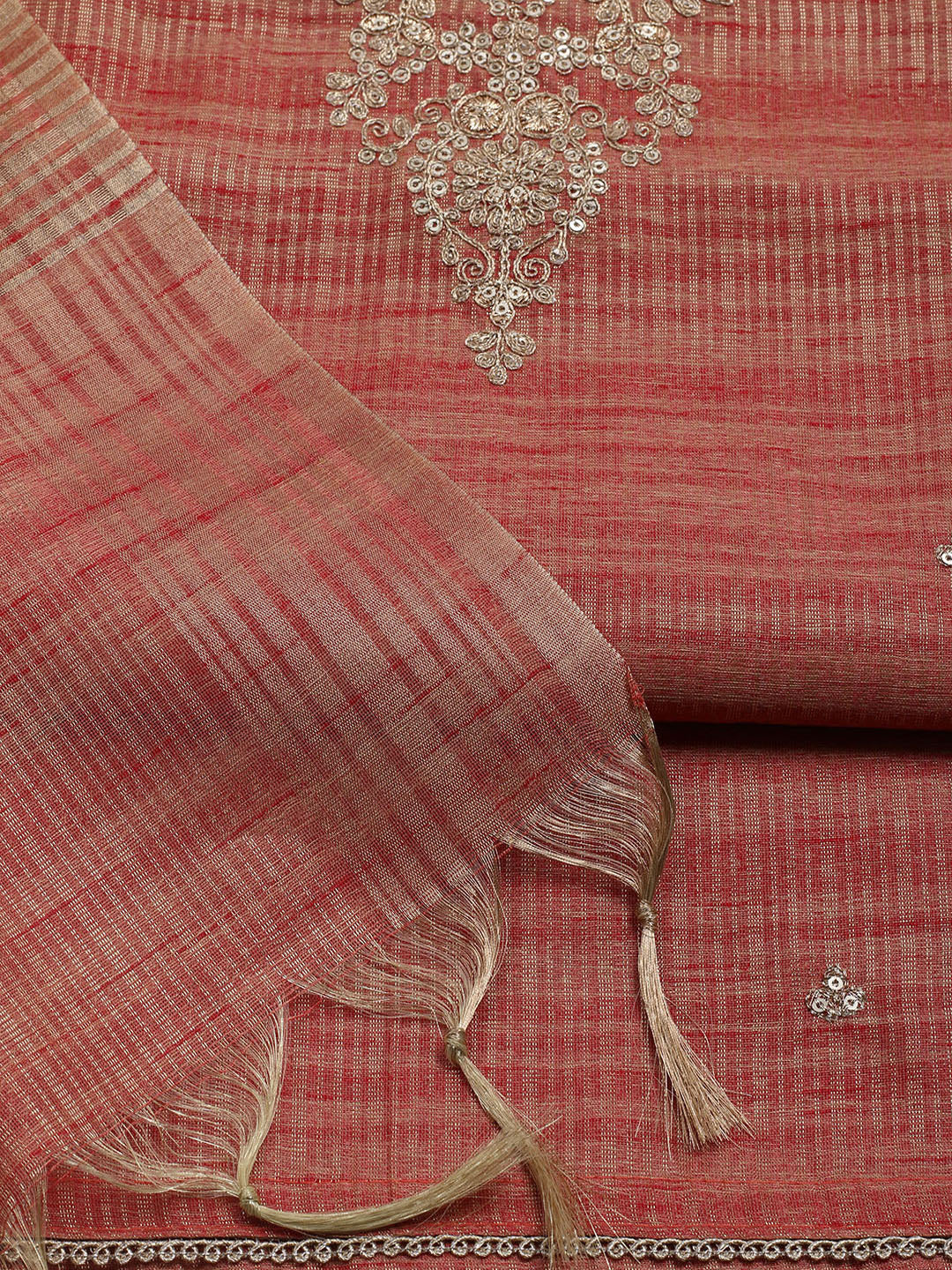 Embroidered Organza Unstitched Suit With Dupatta