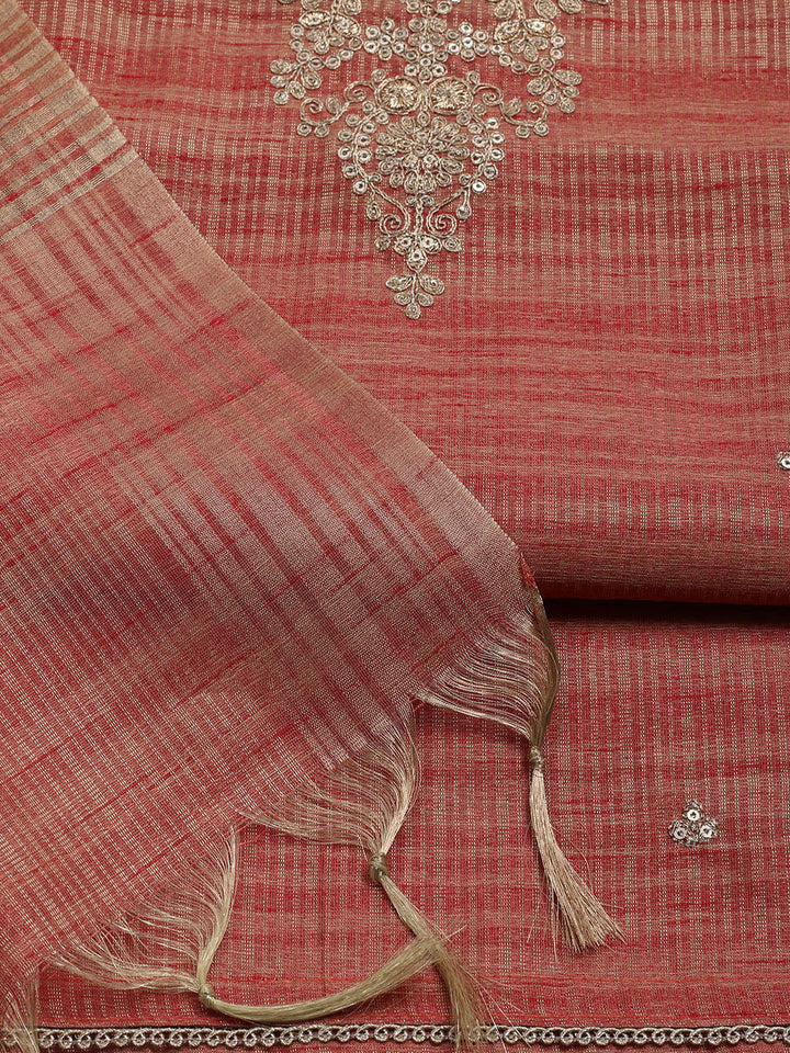 Embroidered Organza Unstitched Suit With Dupatta