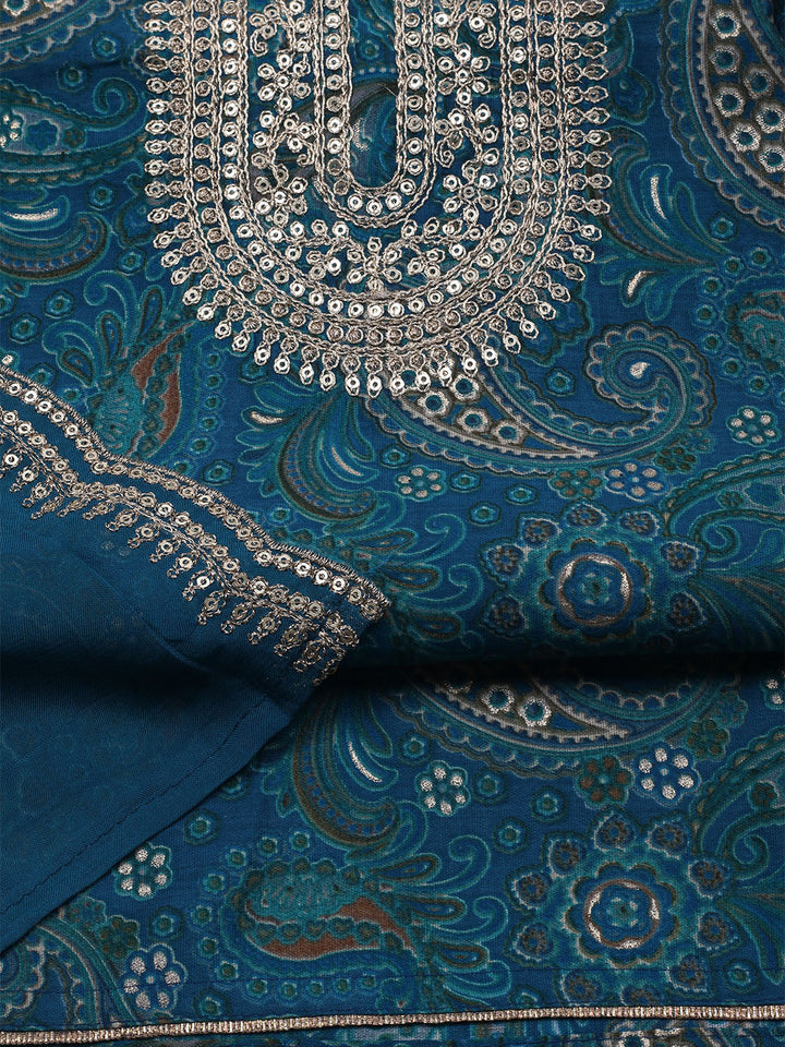 Neck Embroidered Cotton Blend Unstitched Suit With Dupatta