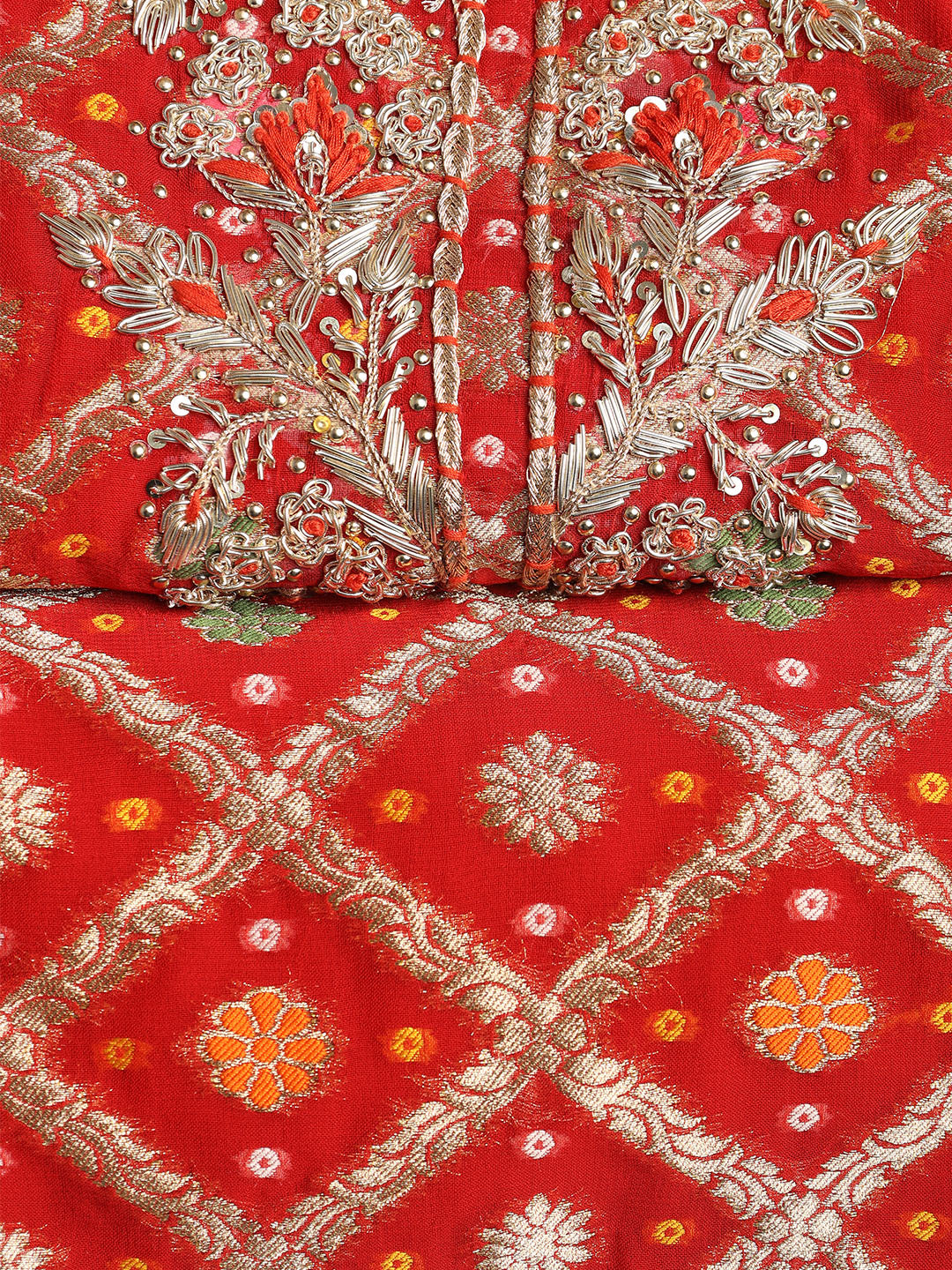 Neck Embroidered Georgette Unstitched Suit With Dupatta