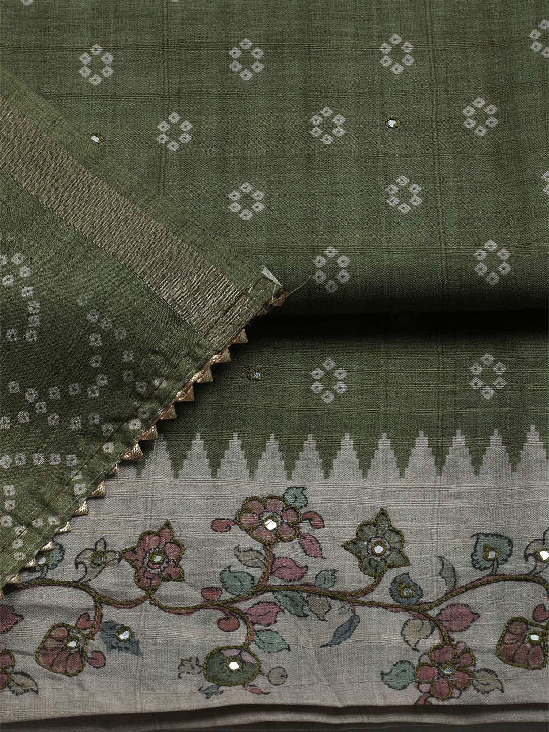 Embroidered Tussar Unstitched Suit With Dupatta