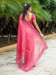 Sequence Embroidery Tissue Saree