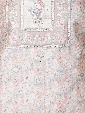 Neck Mirror Embroidery Chanderi Unstitched Suit Piece With Dupatta