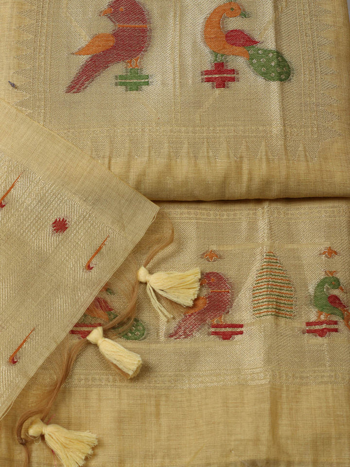 Embroidered Chanderi Unstitched Suit With Pant &amp; Dupatta