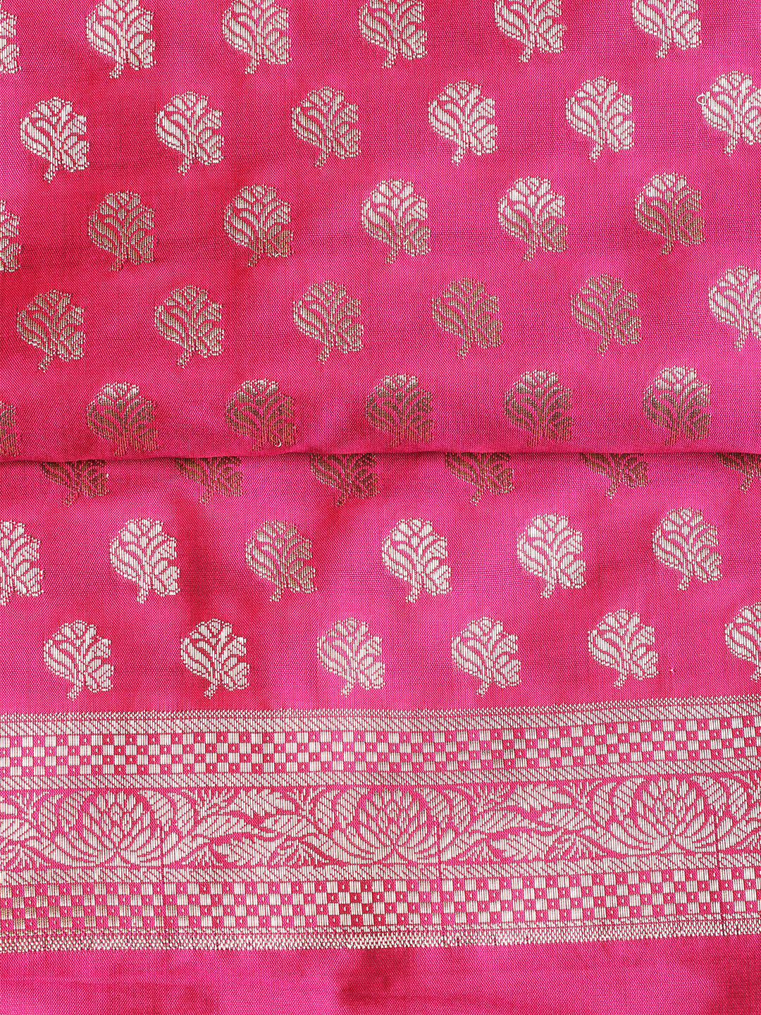 Woven Banarasi Chanderi Unstitched Suit With Dupatta