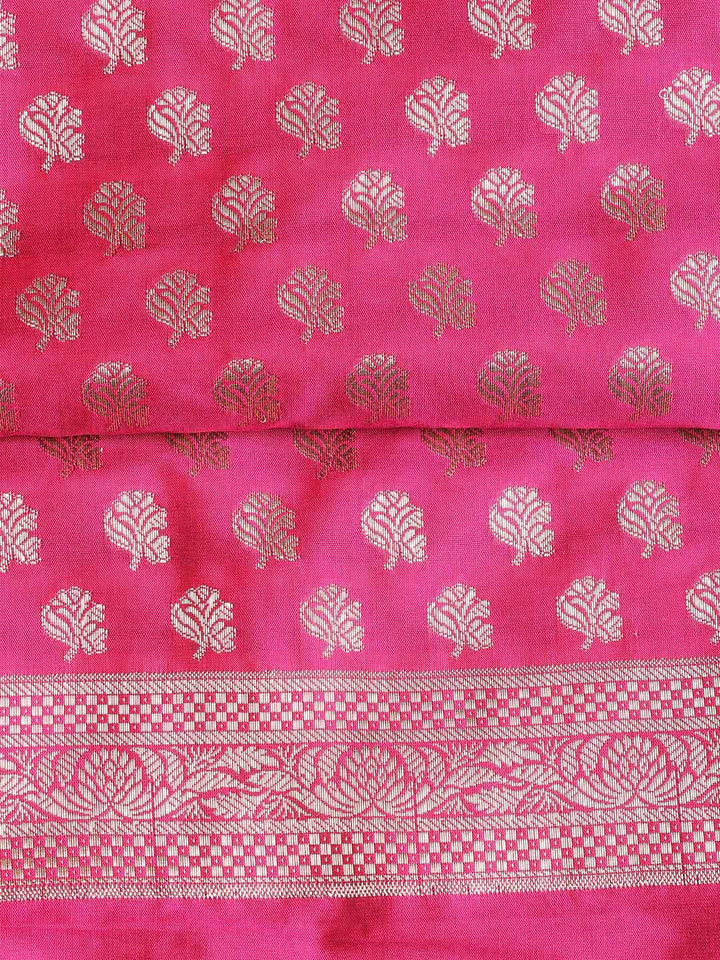 Woven Banarasi Chanderi Unstitched Suit With Dupatta