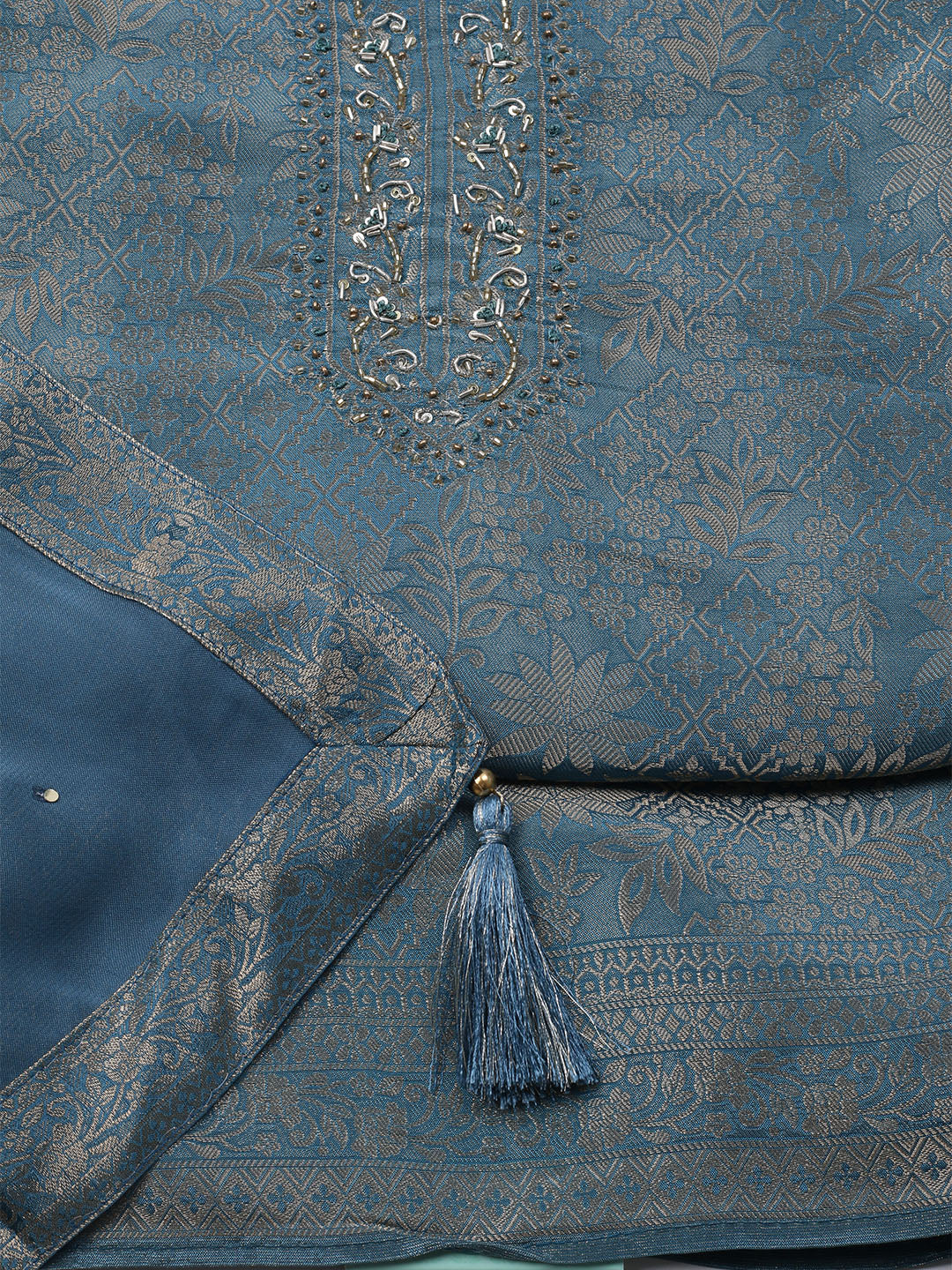 Brocade Chanderi Unstitched Suit With Dupatta