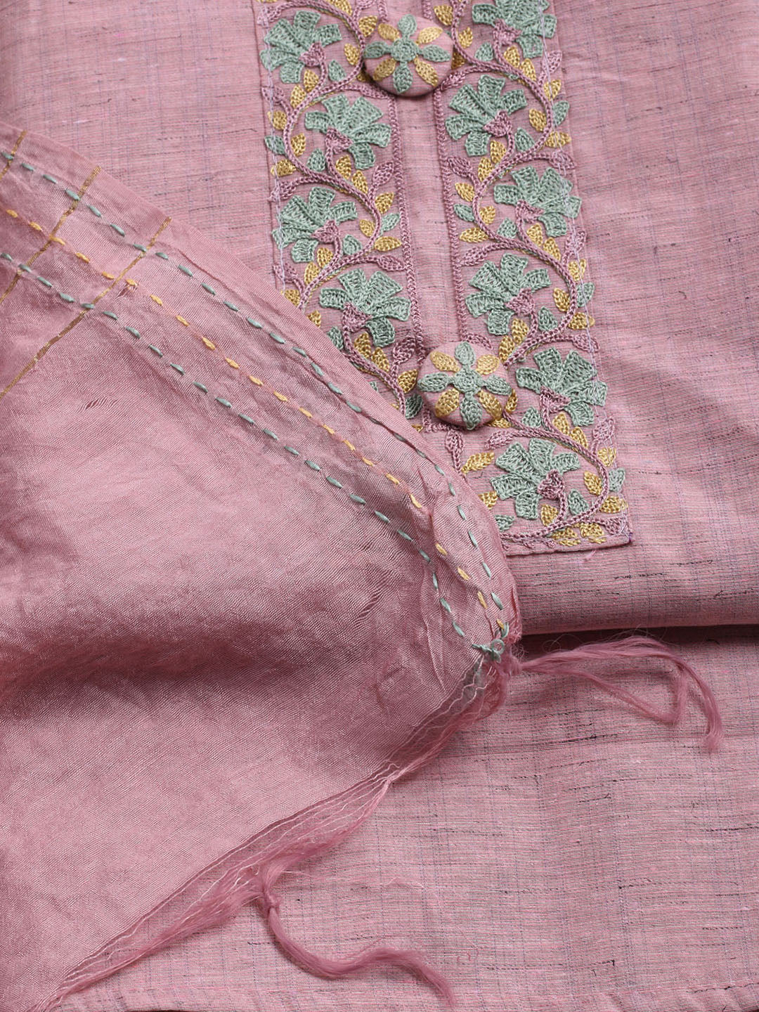 Embroidered Cotton Unstitched Suit With Dupatta