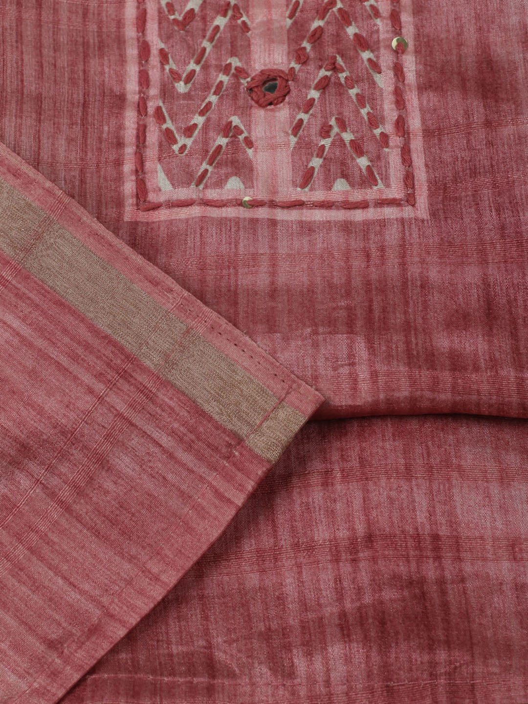 Embroidered Chanderi Unstitched Kurta With Pant &amp; Dupatta