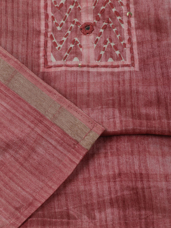 Embroidered Chanderi Unstitched Kurta With Pant &amp; Dupatta