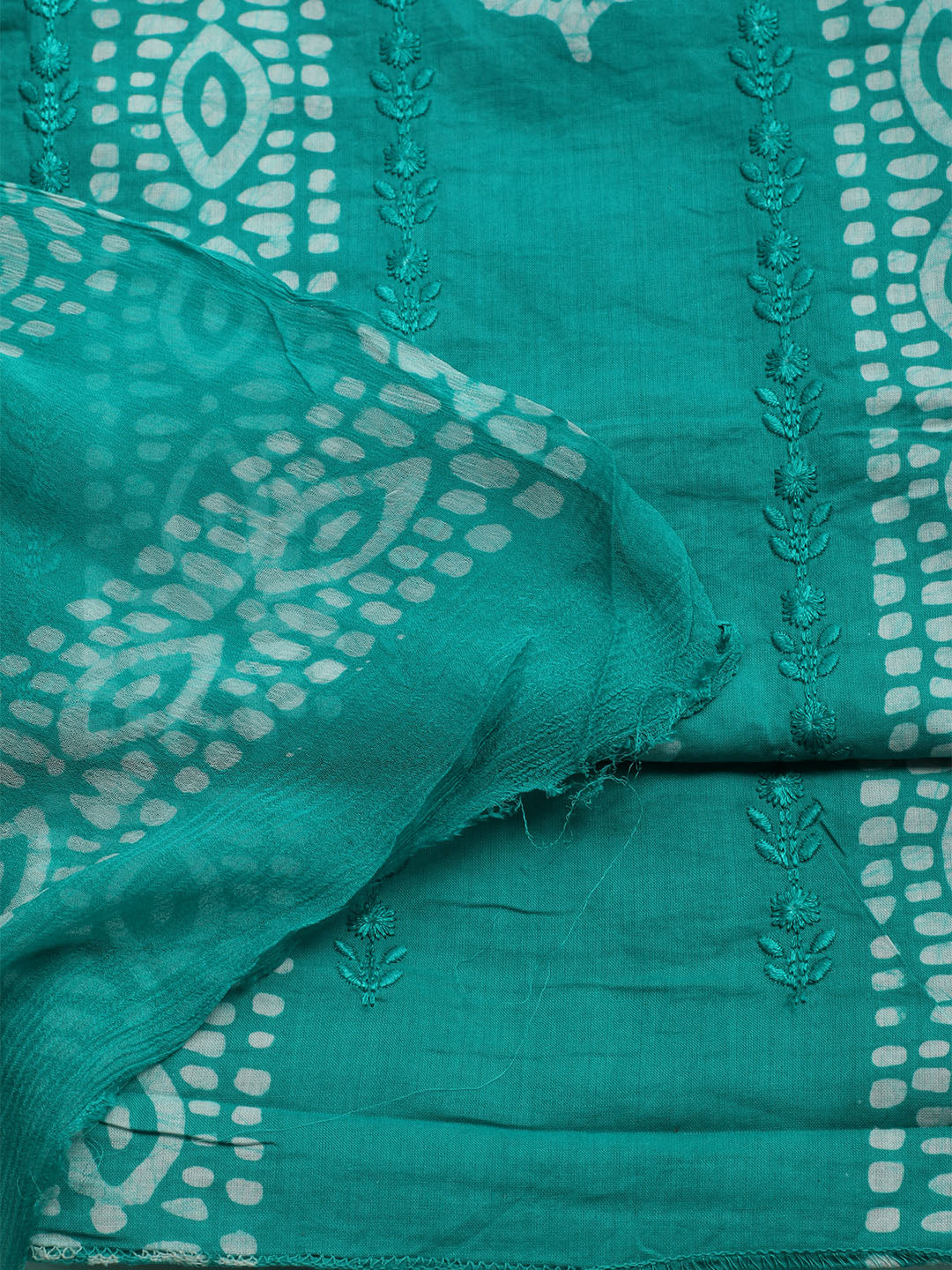 Printed Cotton Blend Unstitched Kurta With Pant &amp; Dupatta