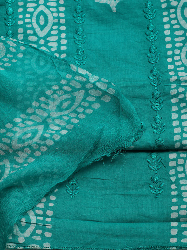 Printed Cotton Blend Unstitched Kurta With Pant &amp; Dupatta