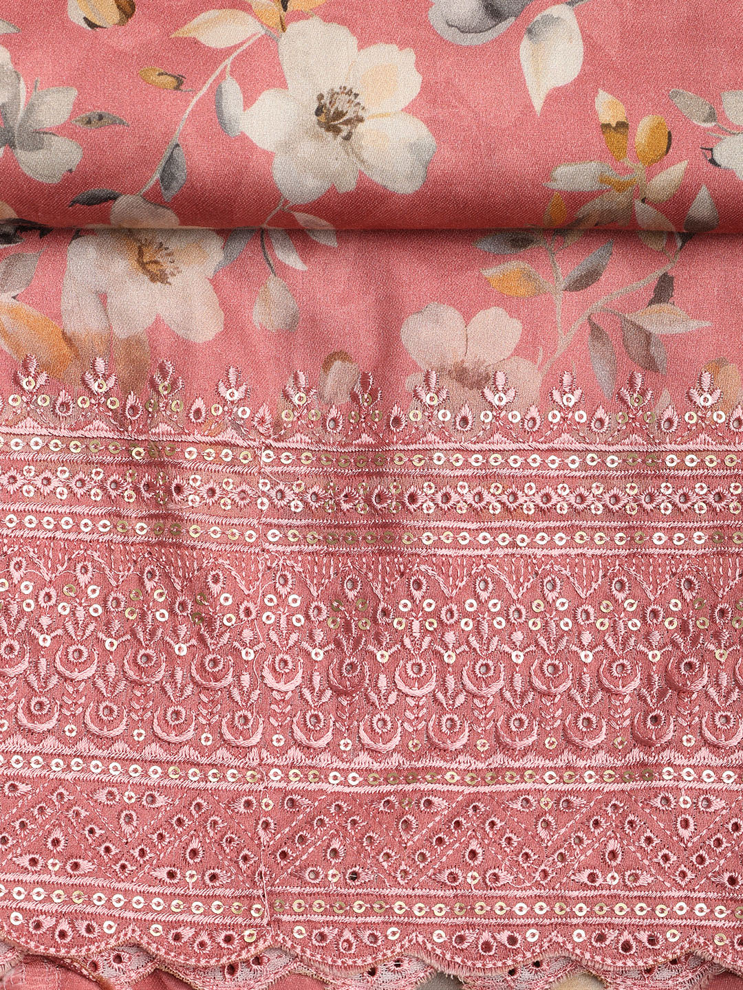 Printed Cotton Blend Unstitched Suit With Dupatta