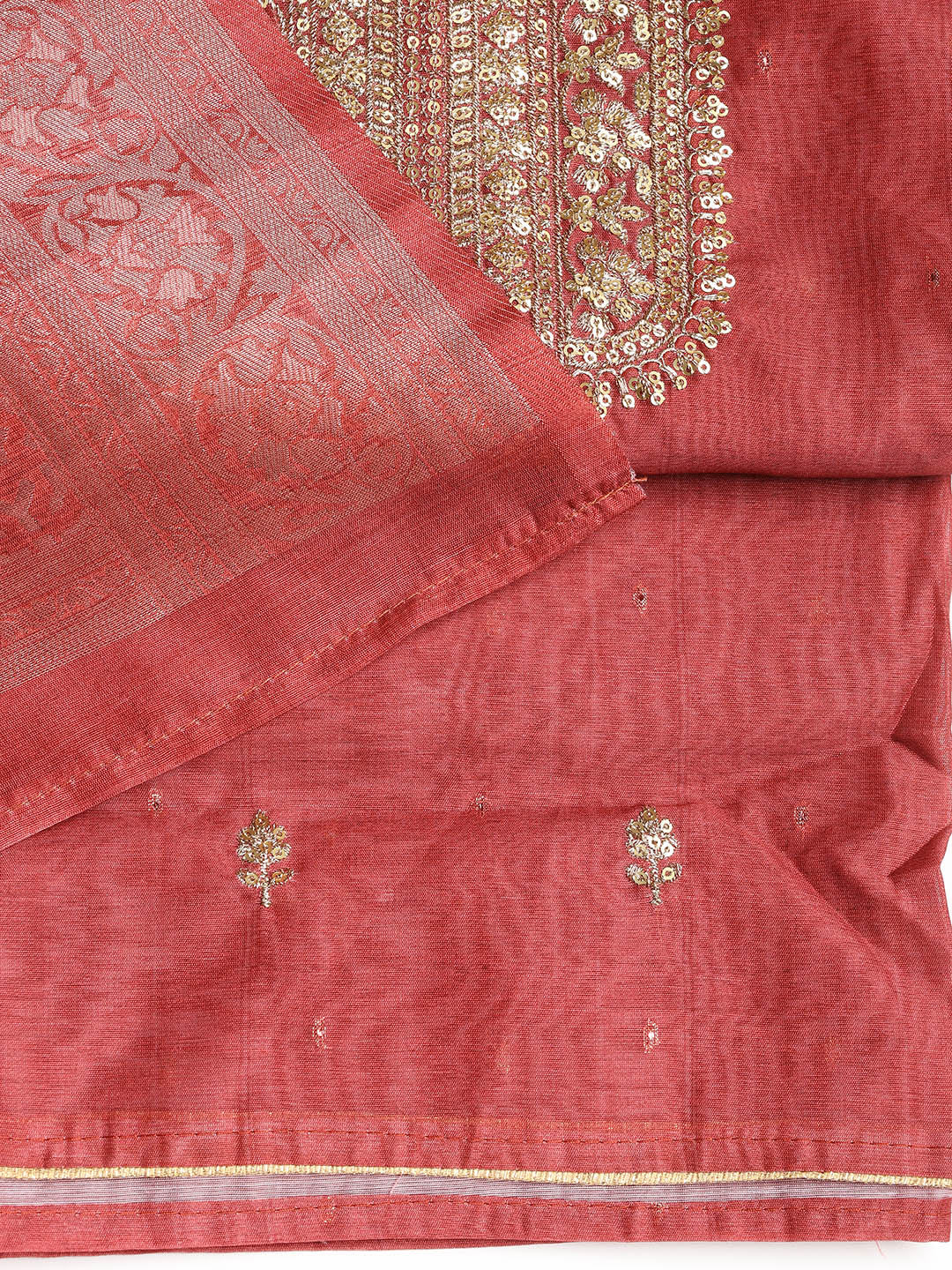 Sequence Work Chanderi Unstitched Suit With Dupatta