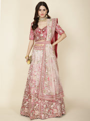 All Over Embroidery Velvet Choli With Lehenga & Dupatta