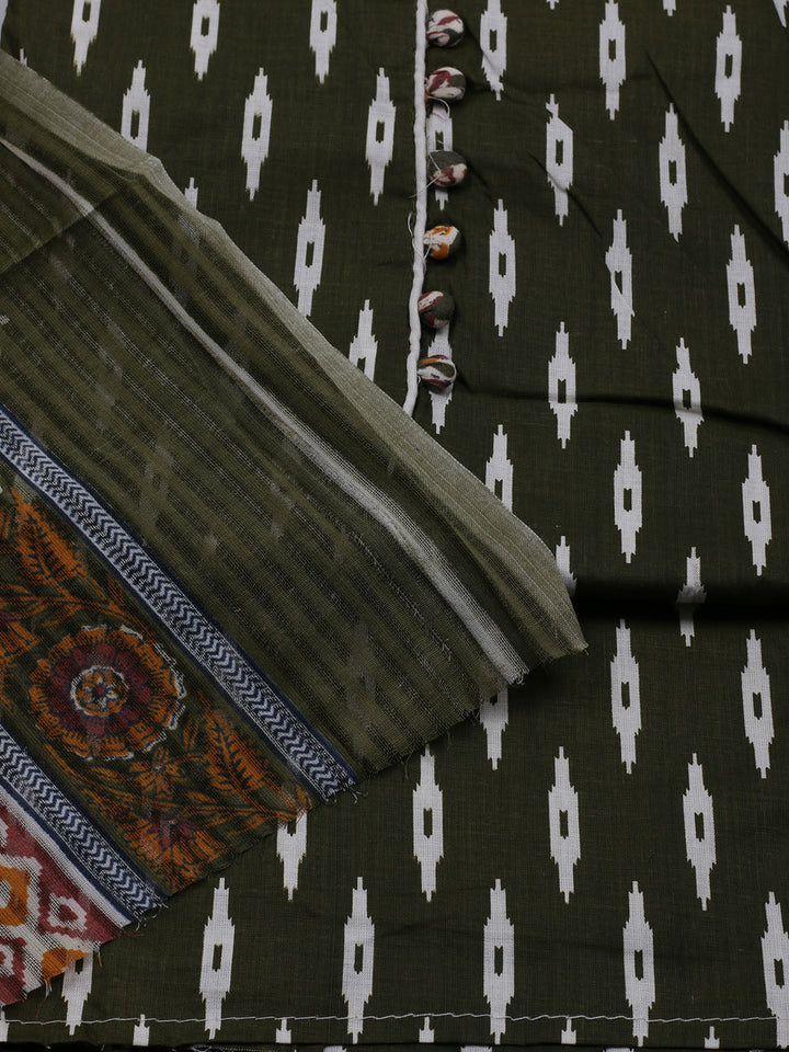 Printed Cotton Blend Unstitched Suit With Dupatta